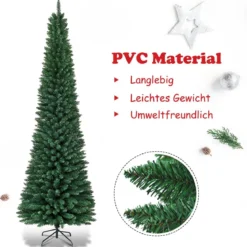 270cm Bleistift Weihnachtsbaum künstlicher Tannenbaum mit Metallständer Grün