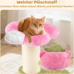 69 cm Blumen Katzenbaum mit Gepolstertem Plüsch-Sitzplatz Kleiner Kletterbaum Kratzbaum Rosa