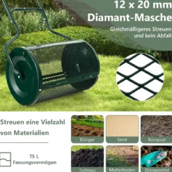 68 cm Breiter Kompoststreuer mit Verbesserten Seitlichen Riegeln & U-förmigem Griff Grün