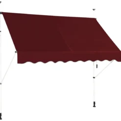 250 cm Breit Klemmmarkise ohne Bohren UV-beständige Balkonmarkise Höhenverstellbare Markise Rot