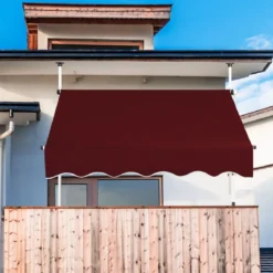 150 cm Breit Klemmmarkise ohne Bohren UV-beständige Balkonmarkise Höhenverstellbare Markise Rot