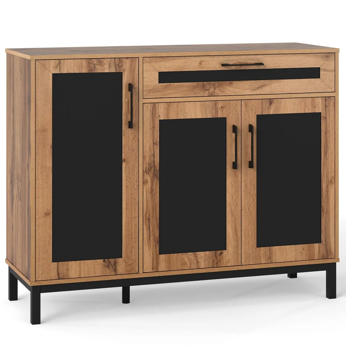 120 cm Buffetschrank Sideboard Beistellschrank Holz großes Bauernhaus Aufbewahrungsschrank Natur