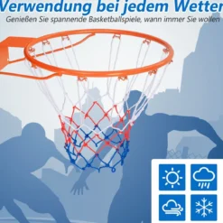 Ø45cm/37cm Basketballkorb mit Ring & Netz für Tür & Wandmontage Indoor Mini Basketball Korb