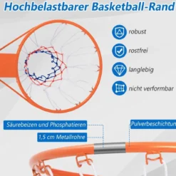 Ø45cm/37cm Basketballkorb mit Ring & Netz für Tür & Wandmontage Indoor Mini Basketball Korb