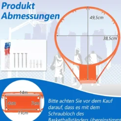 Ø45cm/37cm Basketballkorb mit Ring & Netz für Tür & Wandmontage Indoor Mini Basketball Korb
