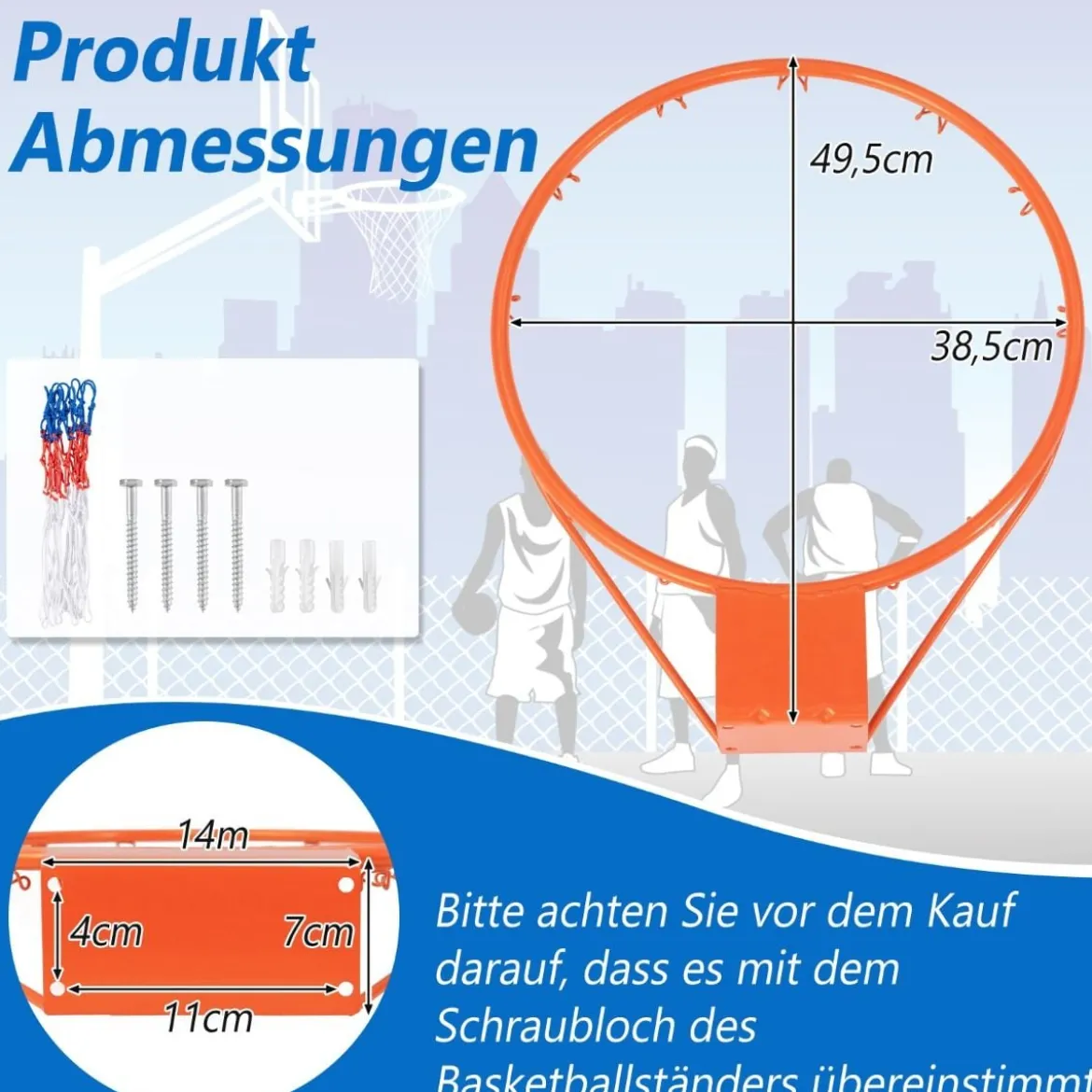 Ø45cm/37cm Basketballkorb mit Ring & Netz für Tür & Wandmontage Indoor Mini Basketball Korb