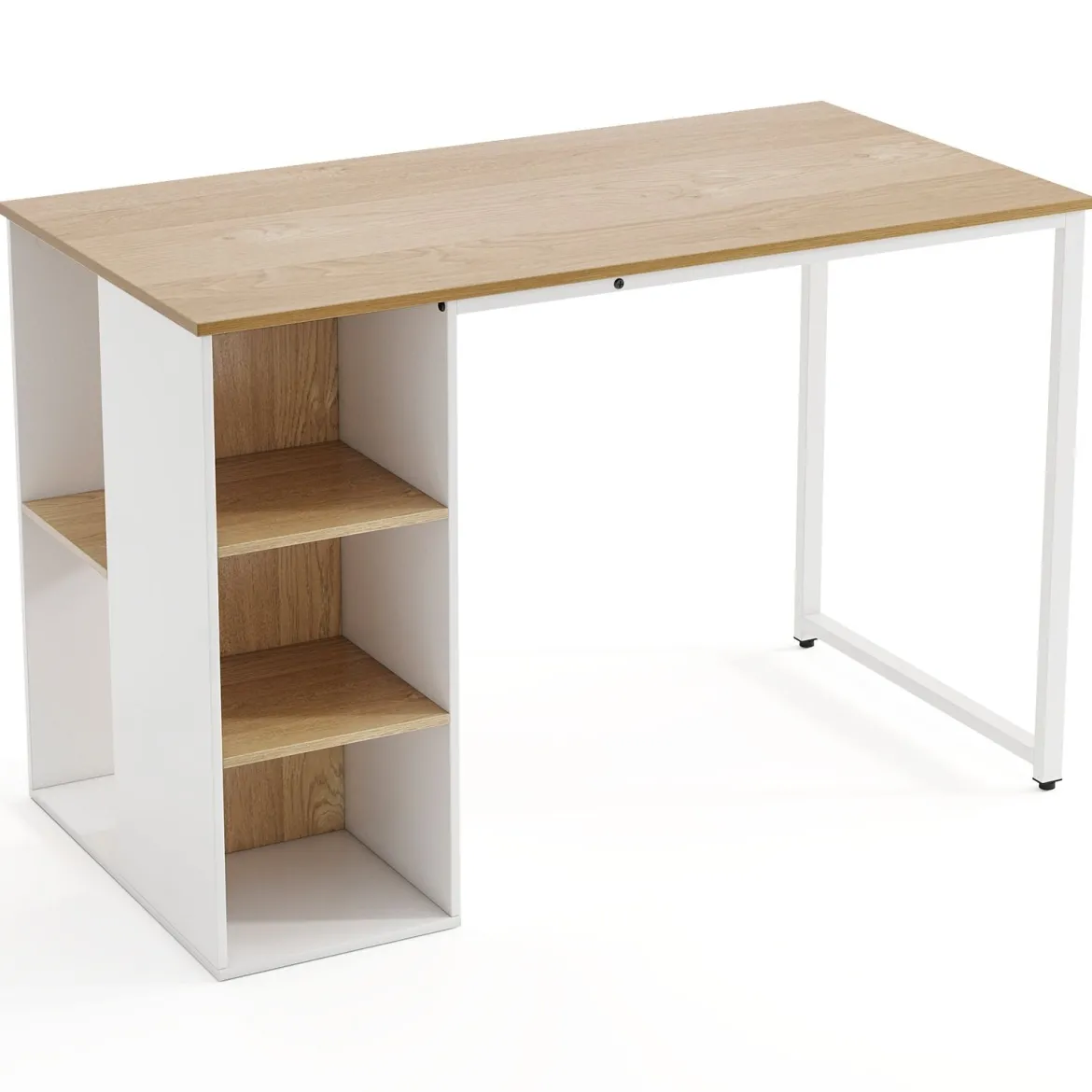 115 cm Computertisch moderner Home-Office-Schreibtisch mit 5 Aufbewahrungsfächern Schreibtisch Natur
