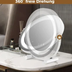 Ø 30 cm Dimmbarer Kosmetikspiegel mit Beleuchtung & Touchschalter & Speicherfunktion