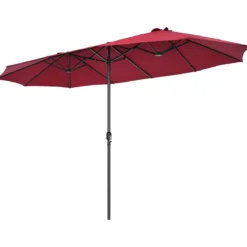 Ø480 cm Doppelsonnenschirm Marktschirm mit Kurbel & UV Schutz Gartenschirm