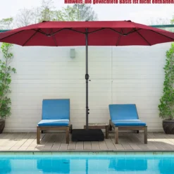 Ø480 cm Doppelsonnenschirm Marktschirm mit Kurbel & UV Schutz Gartenschirm