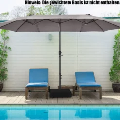 Ø480 cm Doppelsonnenschirm Marktschirm mit Kurbel & UV Schutz Gartenschirm