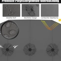 Ø480 cm Doppelsonnenschirm Marktschirm mit Kurbel & UV Schutz Gartenschirm