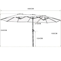 Ø480 cm Doppelsonnenschirm Marktschirm mit Kurbel & UV Schutz Gartenschirm