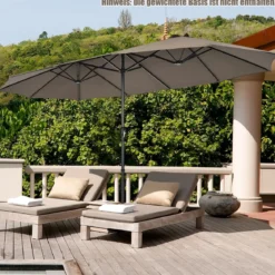 Ø480 cm Doppelsonnenschirm Marktschirm mit Kurbel & UV Schutz Gartenschirm