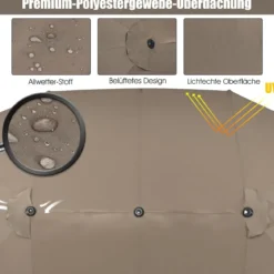 Ø480 cm Doppelsonnenschirm Marktschirm mit Kurbel & UV Schutz Gartenschirm