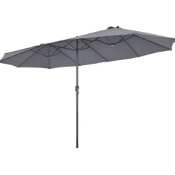 Ø480 cm Doppelsonnenschirm Marktschirm mit Kurbel & UV Schutz Gartenschirm