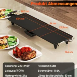 70cm Elektrische Grillplatte Teppanyaki Grill Antihaftbeschichtet BBQ-Grill Elektrogrill