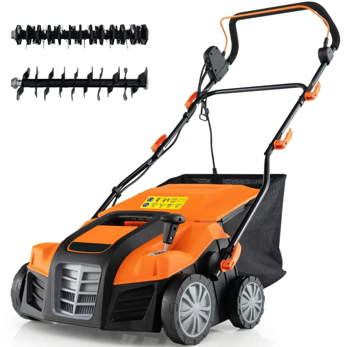 41 cm Elektrischer Vertikutierer & Rasenlüfter 15A 2-in-1 Rasenvertikutierer mit 3-Positionen Höhenverstellung