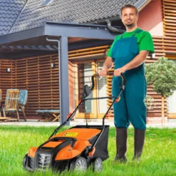 41 cm Elektrischer Vertikutierer & Rasenlüfter 15A 2-in-1 Rasenvertikutierer mit 3-Positionen Höhenverstellung