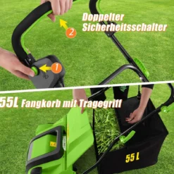 41 cm Elektrischer Vertikutierer & Rasenlüfter 15A 2-in-1 Rasenvertikutierer mit 3-Positionen Höhenverstellung