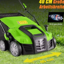 41 cm Elektrischer Vertikutierer & Rasenlüfter 15A 2-in-1 Rasenvertikutierer mit 3-Positionen Höhenverstellung