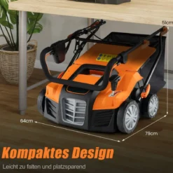 41 cm Elektrischer Vertikutierer & Rasenlüfter 15A 2-in-1 Rasenvertikutierer mit 3-Positionen Höhenverstellung