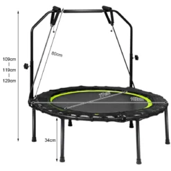 Ø102 cm Faltbares Fitness Trampolin Minitrampolin 109 - 129 cm Höhenverstellbar Schwarz + Grün