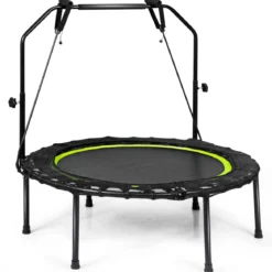 Ø102 cm Faltbares Fitness Trampolin Minitrampolin 109 - 129 cm Höhenverstellbar Schwarz + Grün