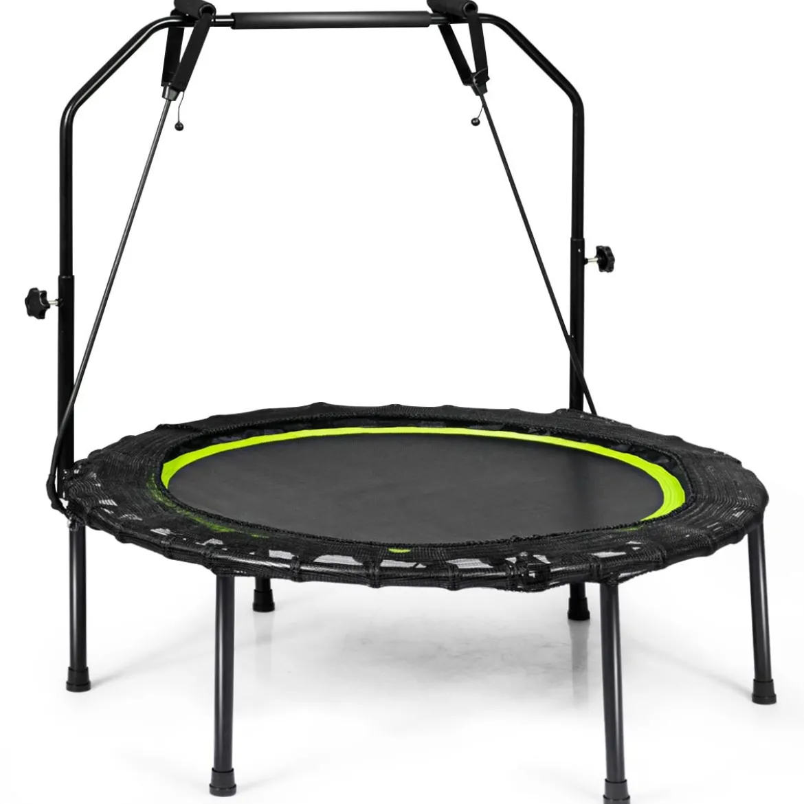 Ø102 cm Faltbares Fitness Trampolin Minitrampolin 109 - 129 cm Höhenverstellbar Schwarz + Grün