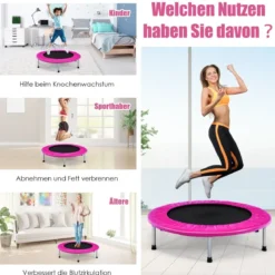 Ø 97 cm faltbares Trampolin Mini-Falttrampolin für Kinder tragbar Rosa