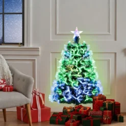 95 cm faseroptischer Weihnachtsbaum künstlicher Tannenbaum mit 93 Zweigspitzen Stern als Baumspitze Grün