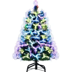 95 cm faseroptischer Weihnachtsbaum künstlicher Tannenbaum mit 93 Zweigspitzen Stern als Baumspitze Grün