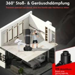 170cm Freistehender Boxsack Schwerer Boxsack mit Standfuß für Erwachsene Jugendliche und Kinder Schwarz