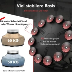 170cm Freistehender Boxsack Schwerer Boxsack mit Standfuß für Erwachsene Jugendliche und Kinder Schwarz