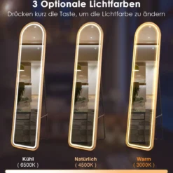 155 cm Ganzkörperspiegel mit Goldenem Alurahmen & Explosionssicherer Folie Standspiegel