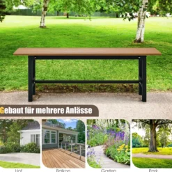 120 cm Gartenbank 2-Sitzer Sitzbank bis 300kg Belastbar Allwetter-Parkbank aus HDPE Braun