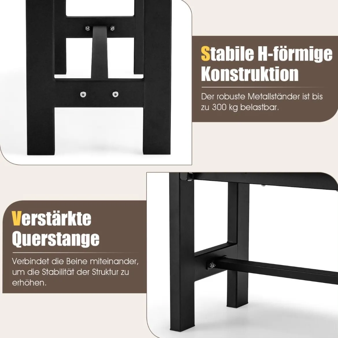 120 cm Gartenbank 2-Sitzer Sitzbank bis 300kg Belastbar Allwetter-Parkbank aus HDPE Braun