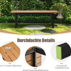120 cm Gartenbank 2-Sitzer Sitzbank bis 300kg Belastbar Allwetter-Parkbank aus HDPE Braun