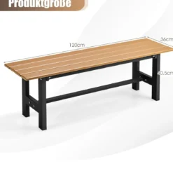 120 cm Gartenbank 2-Sitzer Sitzbank bis 300kg Belastbar Allwetter-Parkbank aus HDPE Braun