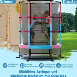 Ø165cm Gartentrampolin mit Sicherheitsnetz Trampolin bis 135KG Belastbar Farben Wählbar