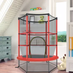 Ø165cm Gartentrampolin mit Sicherheitsnetz Trampolin bis 135KG Belastbar Farben Wählbar