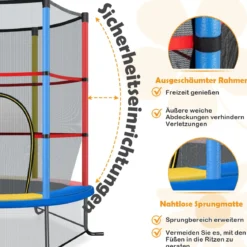 Ø165cm Gartentrampolin mit Sicherheitsnetz Trampolin bis 135KG Belastbar Farben Wählbar