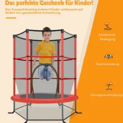 Ø165cm Gartentrampolin mit Sicherheitsnetz Trampolin bis 135KG Belastbar Farben Wählbar
