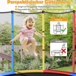 Ø165cm Gartentrampolin mit Sicherheitsnetz Trampolin bis 135KG Belastbar Farben Wählbar