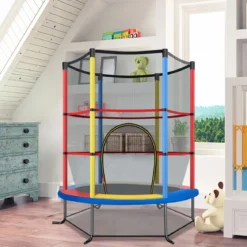 Ø165cm Gartentrampolin mit Sicherheitsnetz Trampolin bis 135KG Belastbar Farben Wählbar