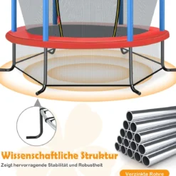 Ø165cm Gartentrampolin mit Sicherheitsnetz Trampolin bis 135KG Belastbar Farben Wählbar