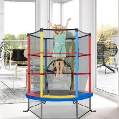 Ø165cm Gartentrampolin mit Sicherheitsnetz Trampolin bis 135KG Belastbar Farben Wählbar