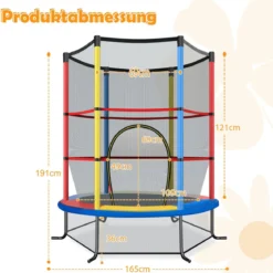 Ø165cm Gartentrampolin mit Sicherheitsnetz Trampolin bis 135KG Belastbar Farben Wählbar