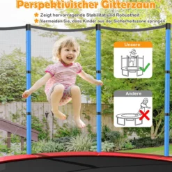 Ø165cm Gartentrampolin mit Sicherheitsnetz Trampolin bis 135KG Belastbar Farben Wählbar