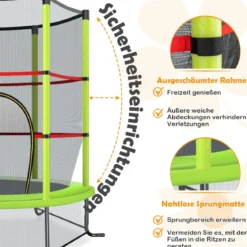 Ø165cm Gartentrampolin mit Sicherheitsnetz Trampolin bis 135KG Belastbar Farben Wählbar